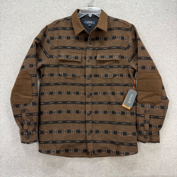 Roark Other - Roark Flannel Shirt Jacket Men Small Brown Aztec‎ Tribal Striped Wool Blend NEW